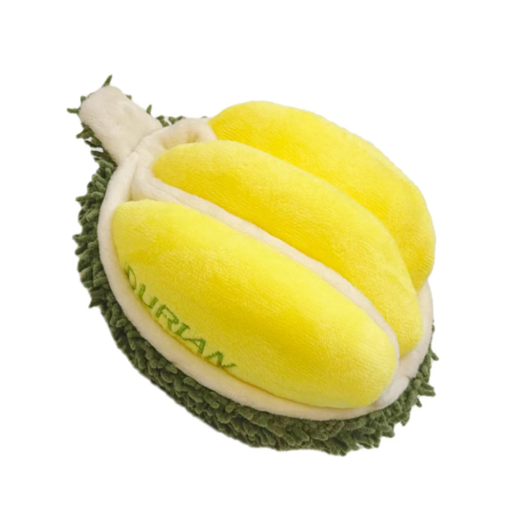 Squeaky Durian Plushie Dog Toy – Interactive Plush Food for Pets