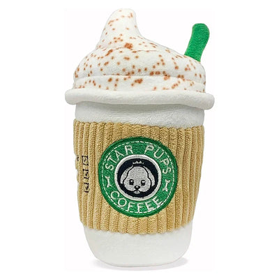 Juguete de masticar chirriante de cappuccino de peluche, 6.5" | 17 centímetros