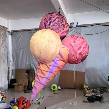 Cono de Helado Inflable Gigante – Decoración de Jardín Temática de Comida de 3 Metros