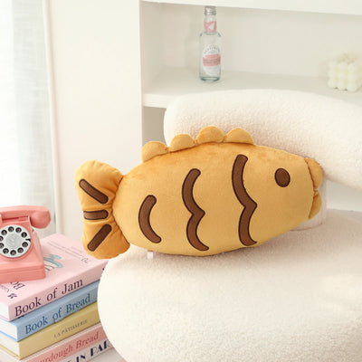 Taiyaki Fish Waffle Plushie – Japanese Street Food Pillow, 8-16" | 20-40 cm