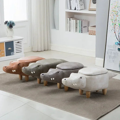 Alligator Ottoman Stool 🐊 | Plush Toy-Inspired Seat with Storage