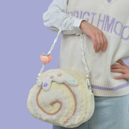 Cake Roll Plushie Shoulder Bag, 11"x9" | 28x23 cm