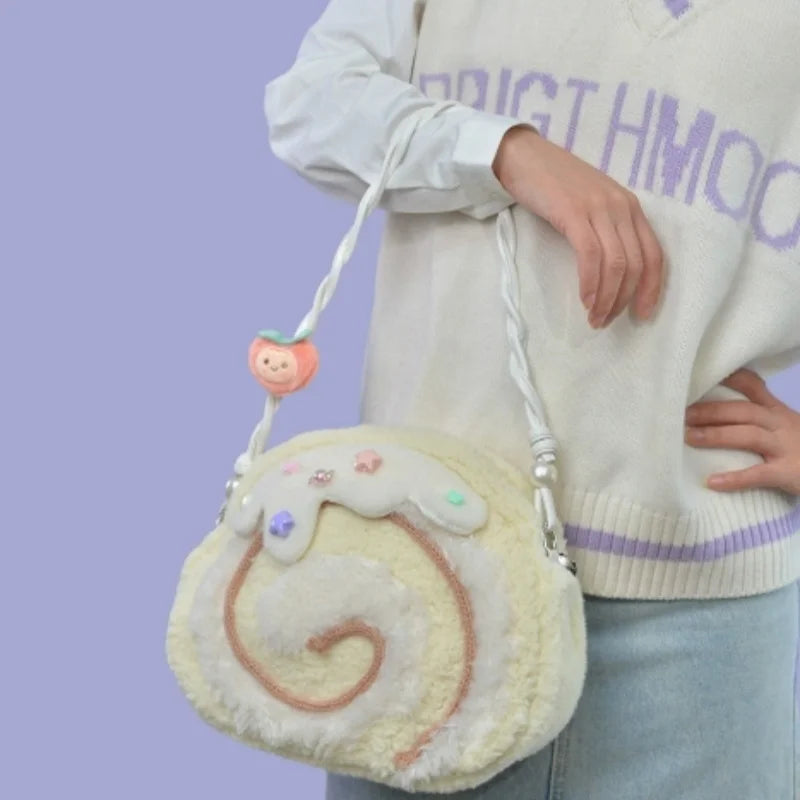 Cake Roll Plushie Shoulder Bag, 11"x9" | 28x23 cm