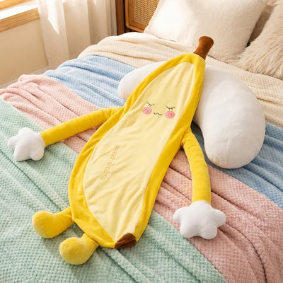 Cartoon Fruit & Animal Long Body Pillow – Banana, Eggplant, Bear Designs