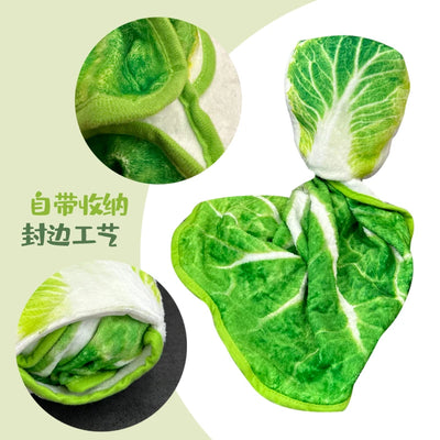 Food Print Plush Blanket - Cozy Watermelon, Omelette & Cabbage Throw, 1-2 m