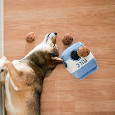 Jouet à mâcher en peluche Milk and Cookies pour chien avec sifflet