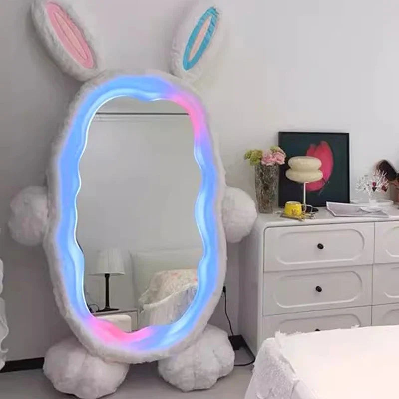 Plush Rabbit Body Mirror with LED Lights | 39" x 75" (100 x 190 cm)