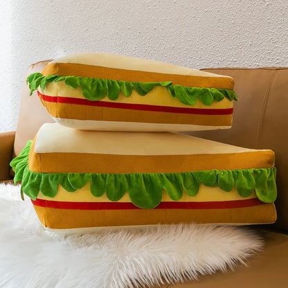 Cojín de Sándwich de Queso de Peluche Gigante – Asiento Juguetón y Acogedor