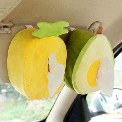 Porte-tissu en peluche pour voitures : Trois fruits