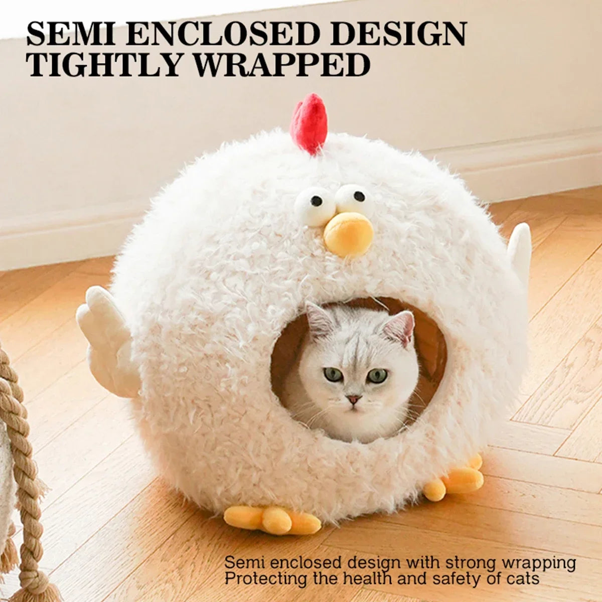 Chick-Shaped Cat & Dog Nest | Cozy Enclosed Animal Pet Bed