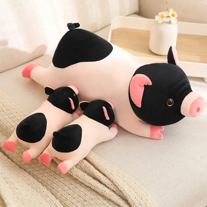 Realistic Black and Pink Pig Plushie, 8-24" | 20-60 cm