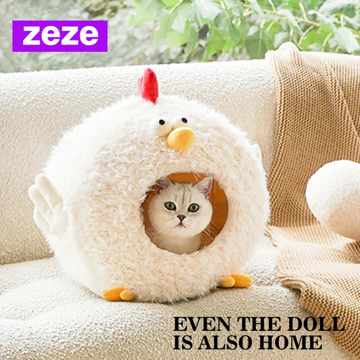 Chick-Shaped Cat & Dog Nest | Cozy Enclosed Animal Pet Bed