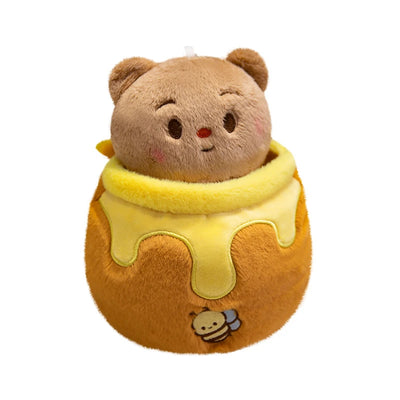 Honey Jar Bear Plush Doll | Kawaii Stuffed Bear in Honey Pot, 7\" | 18 cm