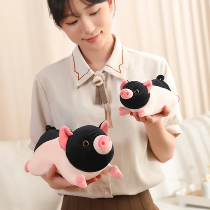 Realistic Black and Pink Pig Plushie, 8-24" | 20-60 cm