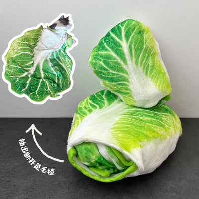 Food Print Plush Blanket - Cozy Watermelon, Omelette & Cabbage Throw, 1-2 m