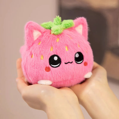 Strawberry Cat Plushie – Kawaii Kitty in a Strawberry Costume, 4-8" | 10-20 cm