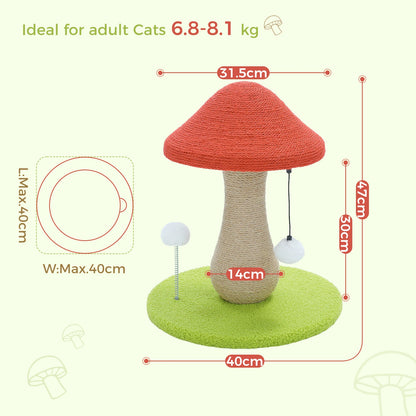 Mushroom Cat Scratching Post with Sisal Hemp Rope