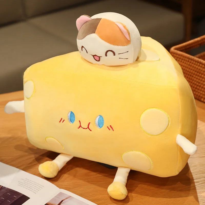 Plushie a forma di formaggio a fette cartoon, 4 colori, 12-20" | 30-50 centimetri