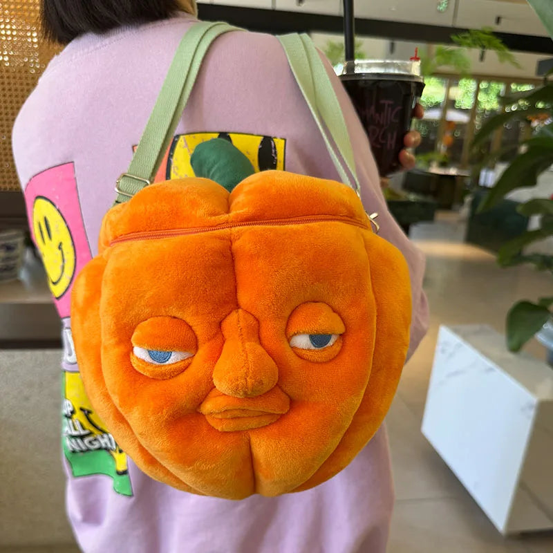Kawaii Pumpkin Plush Backpack | Halloween Shoulder Bag