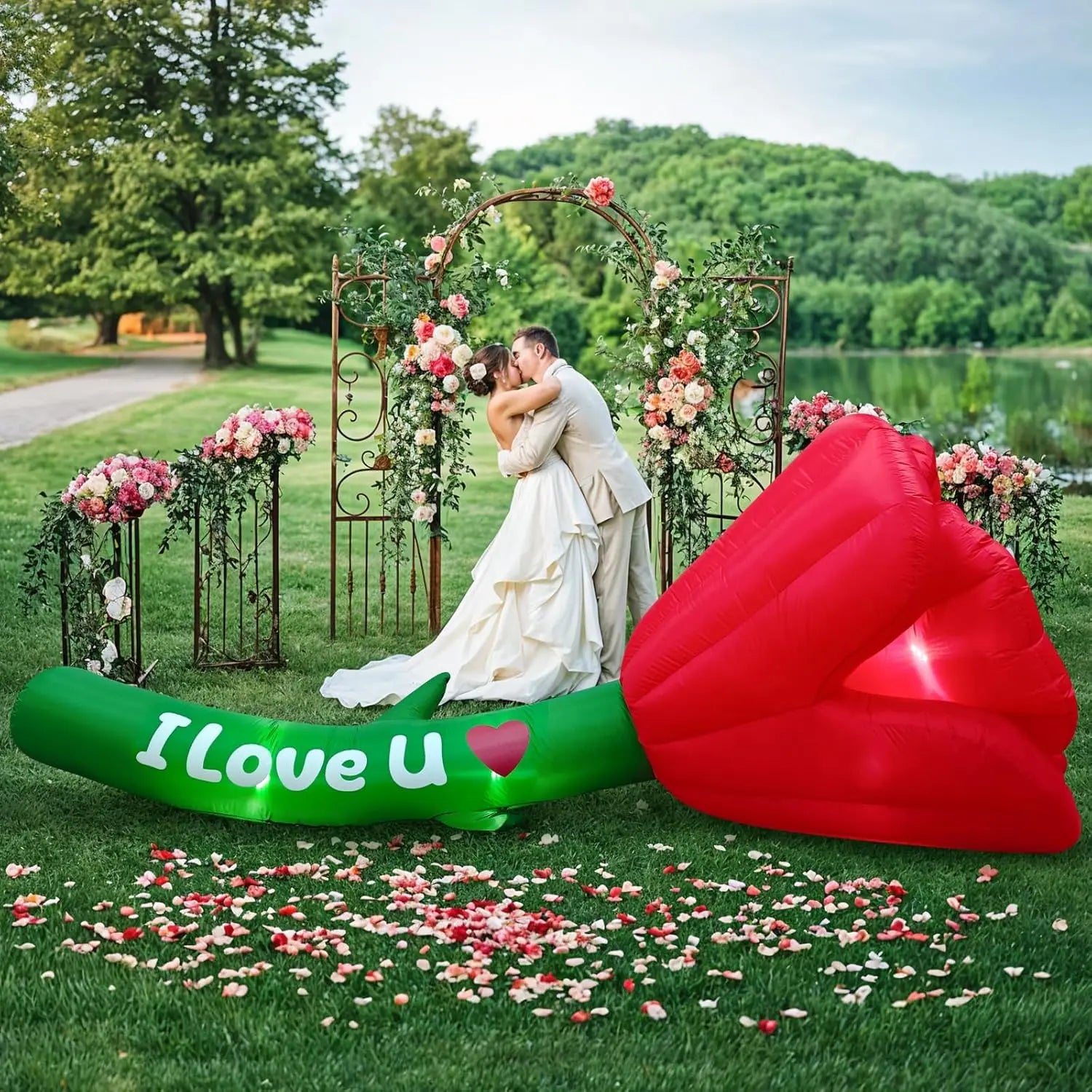 Inflatable Valentine's Rose – 12 FT/3.65m LED Lawn Decoration