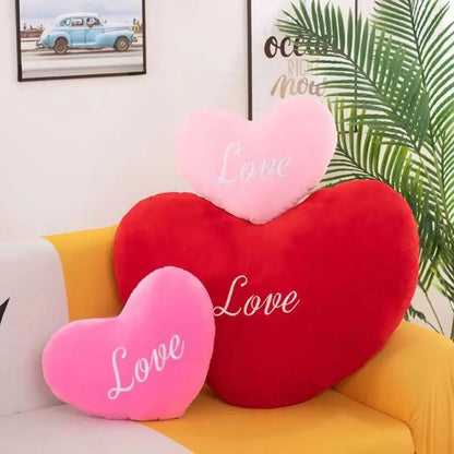 Plush Conversation Heart – "Love" Pillow - Two Colors and Sizes