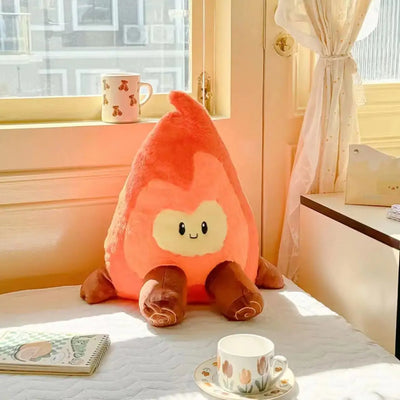 Plush Fire Backrest and Plush Toys – Soft Plush Cartoon Flame with Log Arms