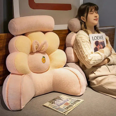 Floral Backrest Lumbar Pillow – Plush Knit Reading Support