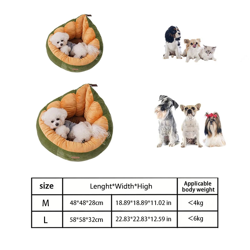 Plushie Avocado Cat/Dog Bed for Small Pets up to 13 lbs (6 kg)