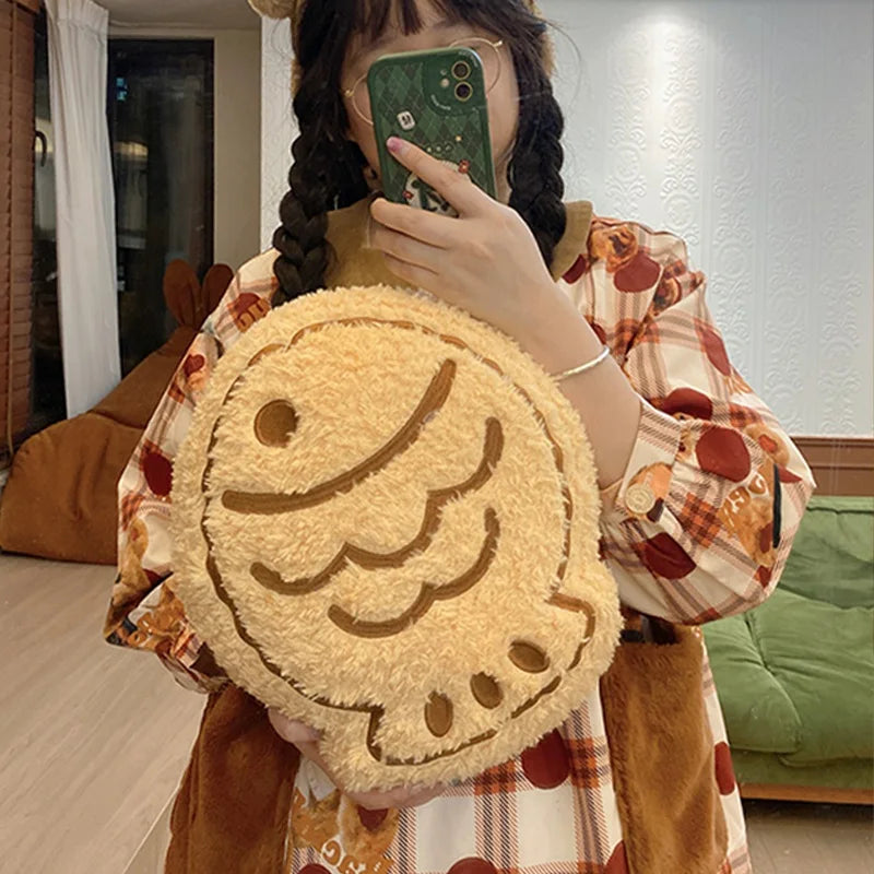 Taiyaki Fish Waffle Plushie – Japanese Street Food Pillow, 8-16" | 20-40 cm