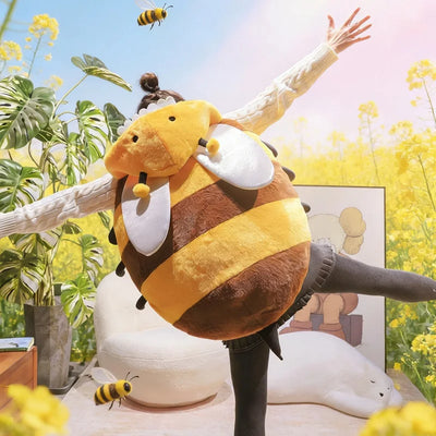 Giant Bee Plush Pillow | Soft Stuffed Bumble Bee Toy, 60–100cm