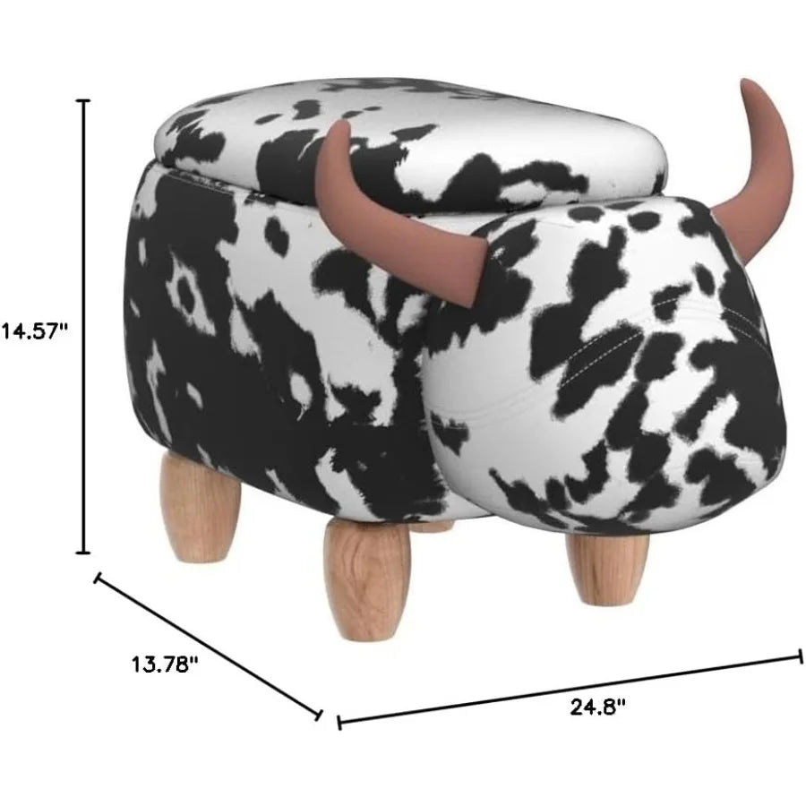 Ottoman Vache en Tissu Velours en Deux Couleurs