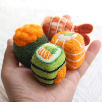 Wool Felt Sushi Plushies – Realistic Mini Food Plush Toys