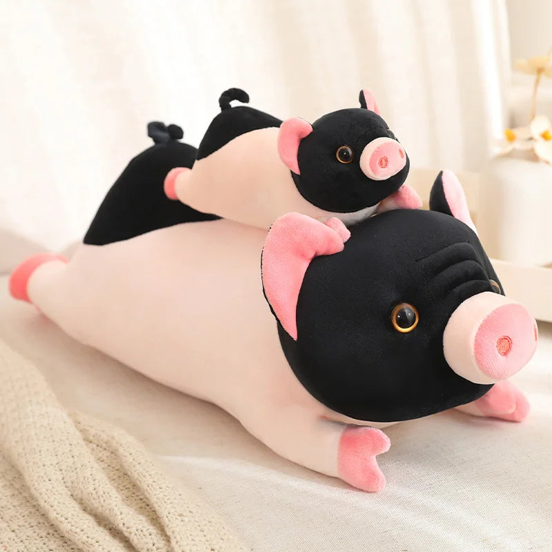 Realistic Black and Pink Pig Plushie, 8-24" | 20-60 cm