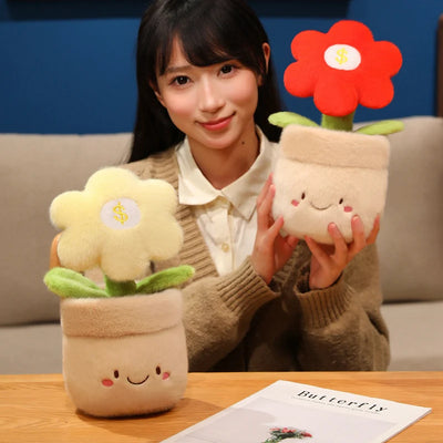 Cute Potted Flower Plush Toy | Soft Stuffed Floral Doll, 28cm