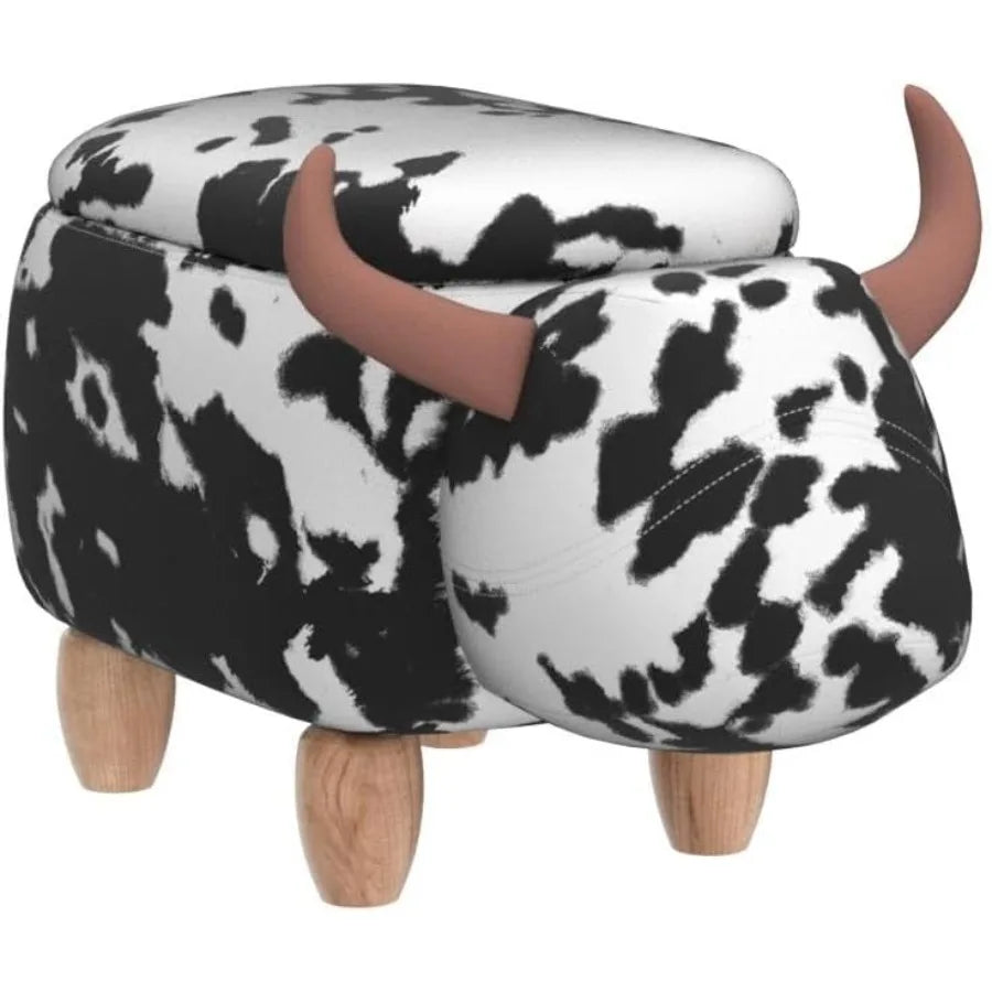 Cow Ottoman with Velvet Fabric