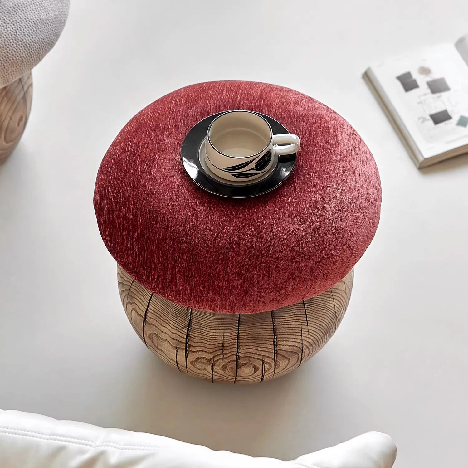 Mushroom Shape Shoe Change Stool – Cream Style Art Design Stool