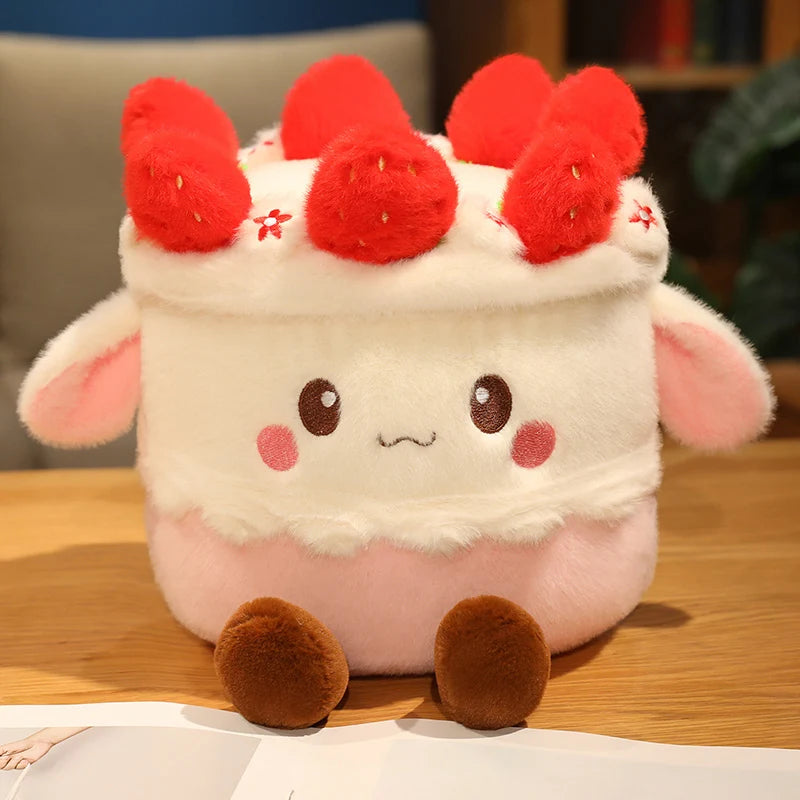 Kawaii Fruit Cake Plush Doll – Strawberry, Blueberry & Mango, 12" | 30 cm