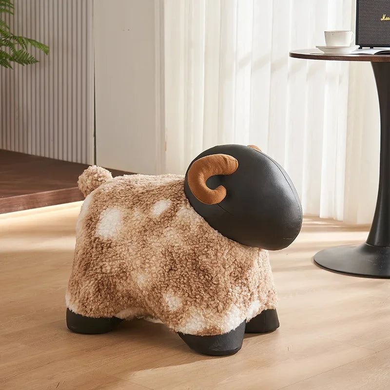 Fuzzy Sheep Footstool Ottoman, Three colors