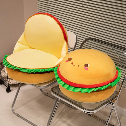 Smiling Hamburger Plushie Seat Cushion, 18" | 45 cm