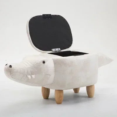 Alligator Ottoman Stool 🐊 | Plush Toy-Inspired Seat with Storage