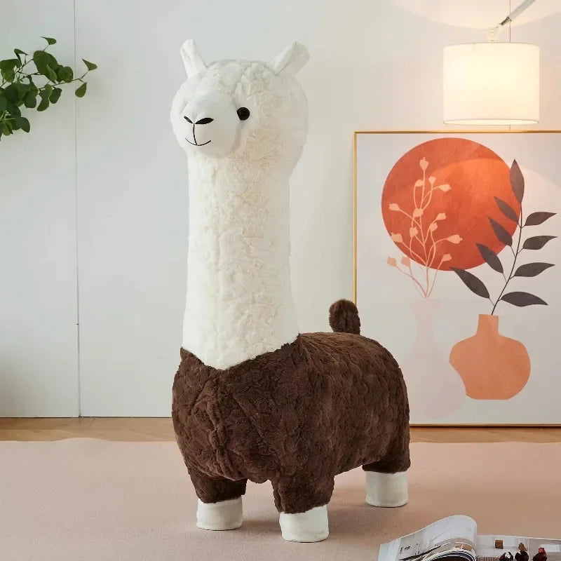 Cozy Alpaca Plushie Ottoman, Two Colors, 43" | 110 cm tall