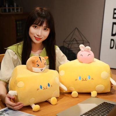 Plushie a forma di formaggio a fette cartoon, 4 colori, 12-20" | 30-50 centimetri