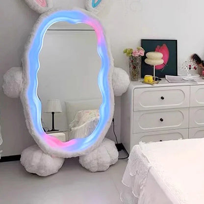 Plush Rabbit Body Mirror with LED Lights | 39" x 75" (100 x 190 cm)