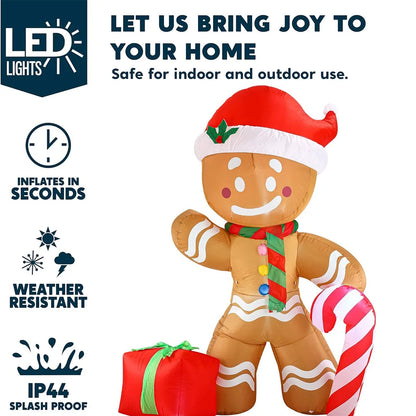 Gingerbread Man Inflatable Lawn Decoration (2.4m/7.9ft)