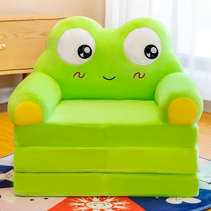 Green Frog Plushie Chair with Fold-Out Nap Mat