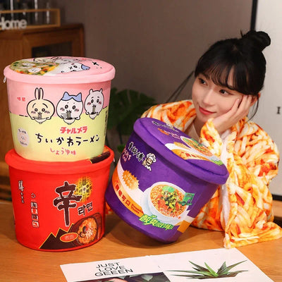 Plushie Instant Noodle Cup with Blanket – Ramen Bowl Pillow Gift