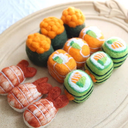 Wool Felt Sushi Plushies – Realistic Mini Food Plush Toys