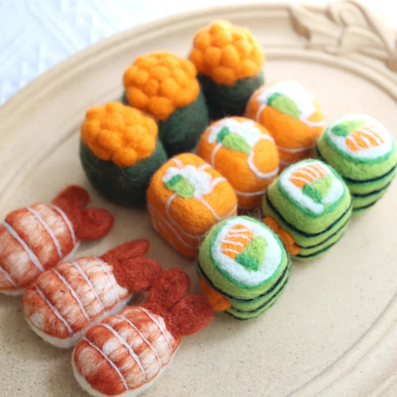 Wool Felt Sushi Plushies – Realistic Mini Food Plush Toys