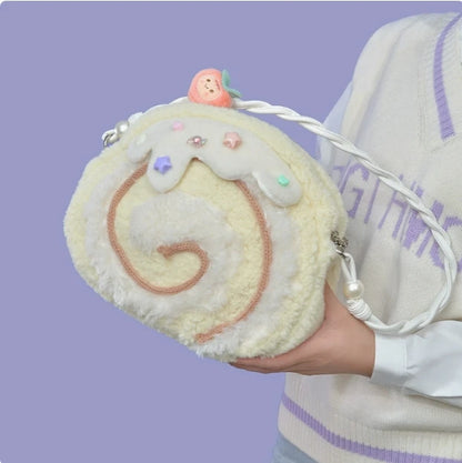 Cake Roll Plushie Shoulder Bag, 11"x9" | 28x23 cm