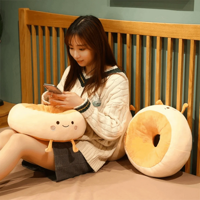 Coussin en peluche Kawaii Bagel, 15" | 38 cm